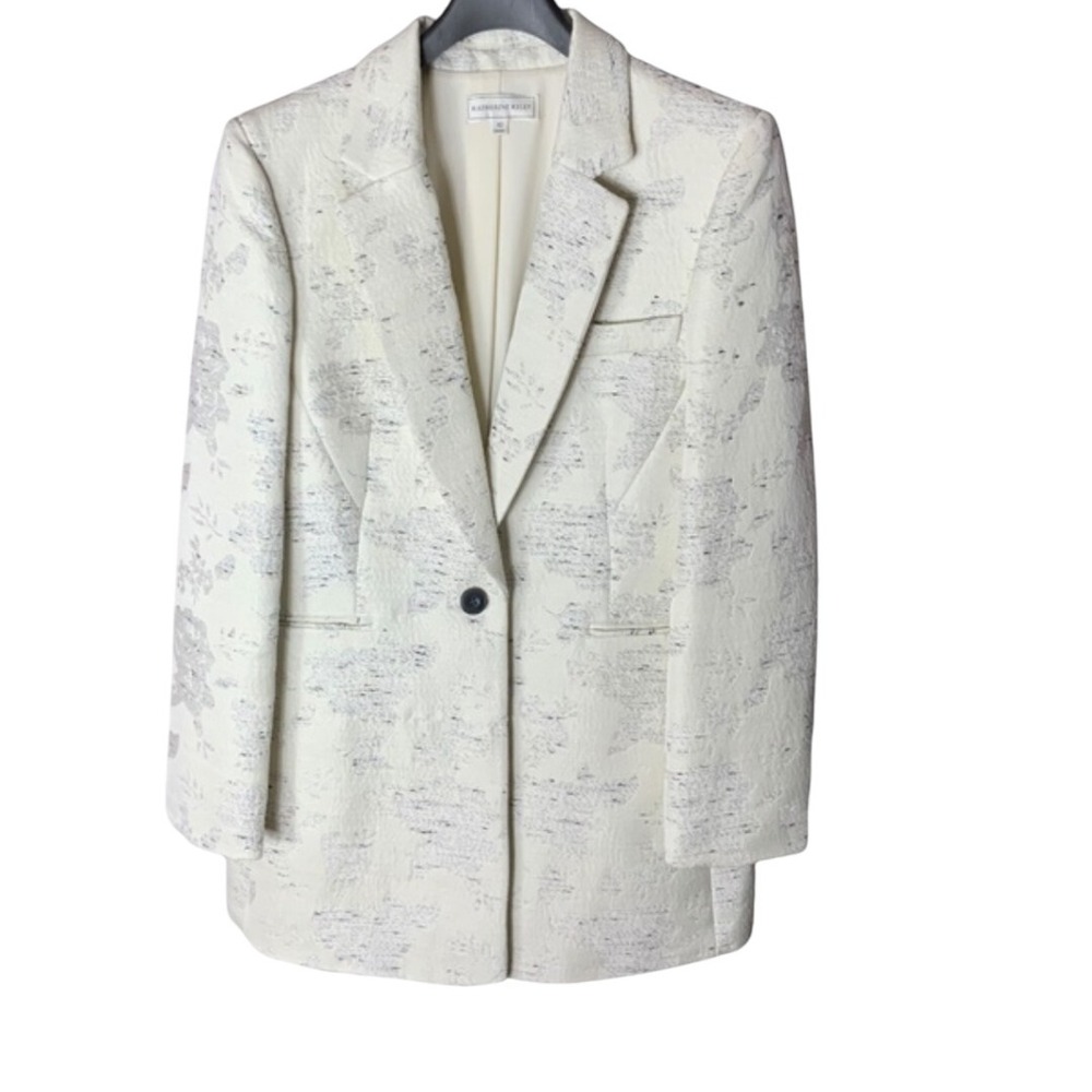 Katherine Kelly Blazer Size 10 Floral Jacquard Career‎ Business Office Chic